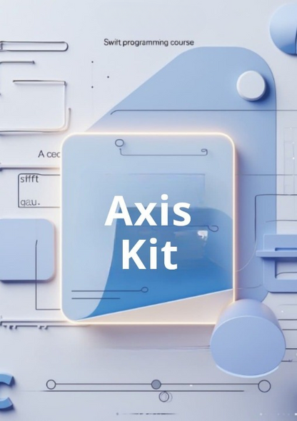 Axis Kit branding on a blue and white background with technical design elements.
