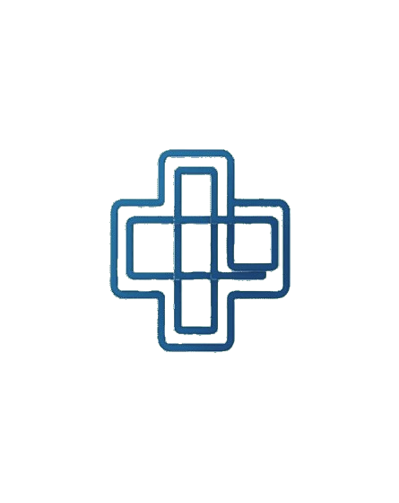 Blue cross symbol on a white background