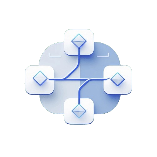 Geometric design with interconnected shapes on a white background