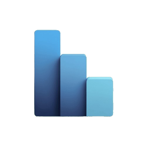 Three blue rectangular blocks of varying sizes on a white background