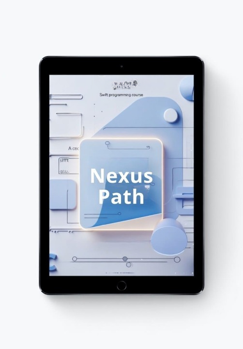 Tablet displaying a course interface with 'Nexus Path' branding on a white background