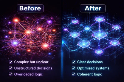 Before and after comparison of a network diagram with text describing changes.